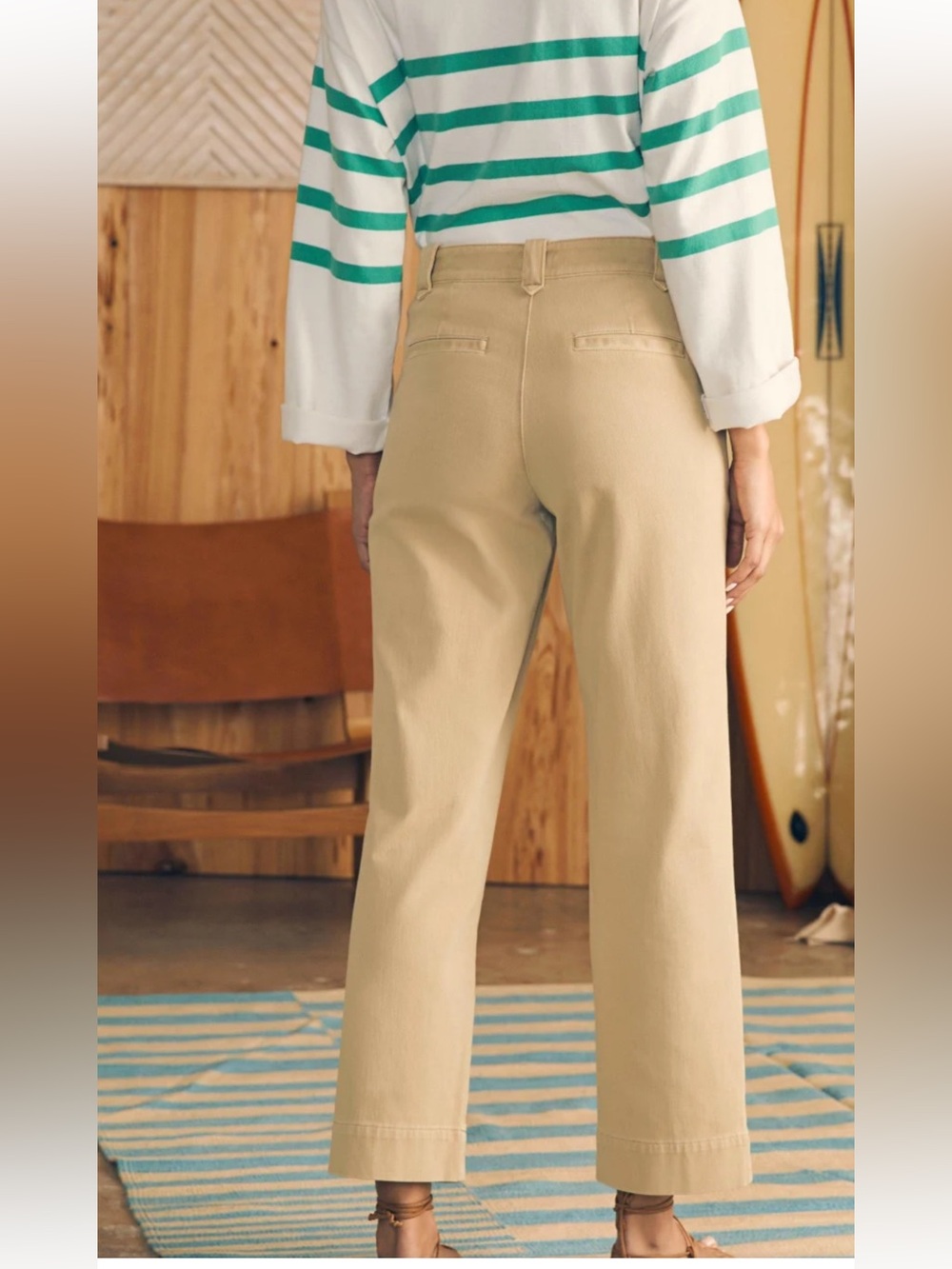 Women’s FAHERTY COASTLINE KNIT CHINOS BEIGE TAN KHAKIS STRETCH CASUAL SIZE 4 - Picture 2 of 12